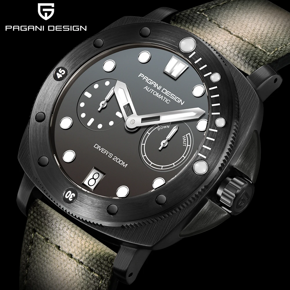 PAGANI DESIGN 2023 New Men\'s Mechanical Watches Top Luxury Automatic Watch For Men 200M Waterproof AR Sapphire glass Nylon Strap