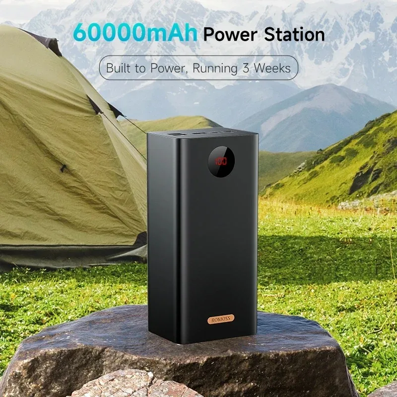 ROMOSS แบตเตอรี่สำรอง PEA60ทรงพลังขนาด60000mAh 22.5W SCP PD QC 3.0ชาร์จเร็วแบตเตอรี่ภายนอกแบบพกพาสำหรับ Xiaomi iPhone