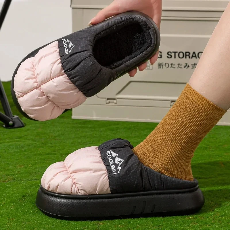 ZUOFU Wasserdichte, warme Hausschuhe mit dicker Sohle und Plüschfutter für Damen, Herren und Paare, rutschfest, in verschiedenen Farben, für den Innen- und Außenbereich, ideal für den Winter. – Detail 3