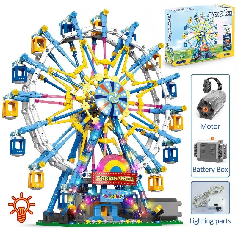 A8　くるくるフォージントイ3点イセット　バードトイ　難易度高め⭐⭐ ZKZC City Friends MOC Rotating Ferris Wheel Building Blocks