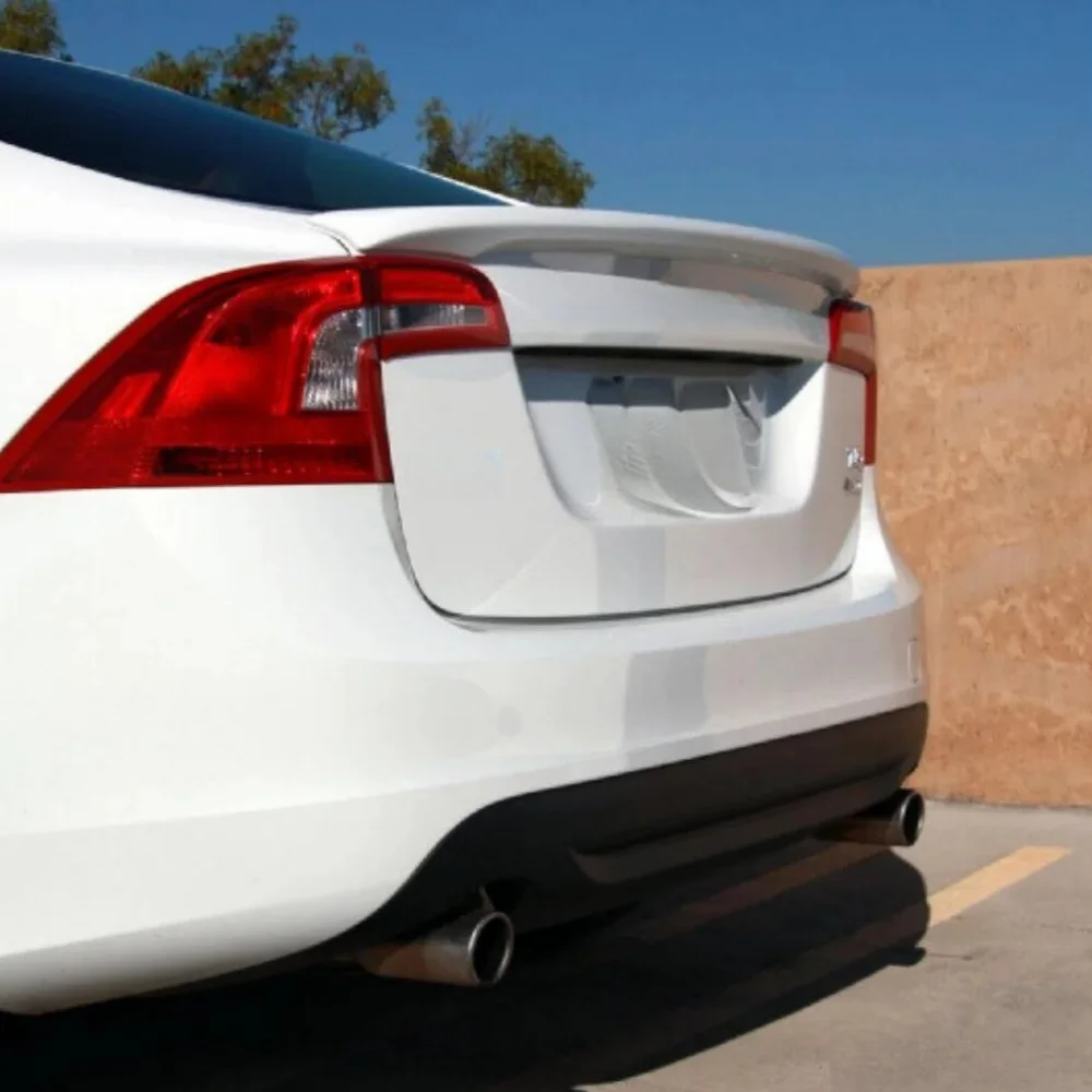 For Volvo S60 Glass Under Spoiler Fiber Material Rear Roof Spoiler Wing Trunk Lip Car Styling Compatible Tuning Parts