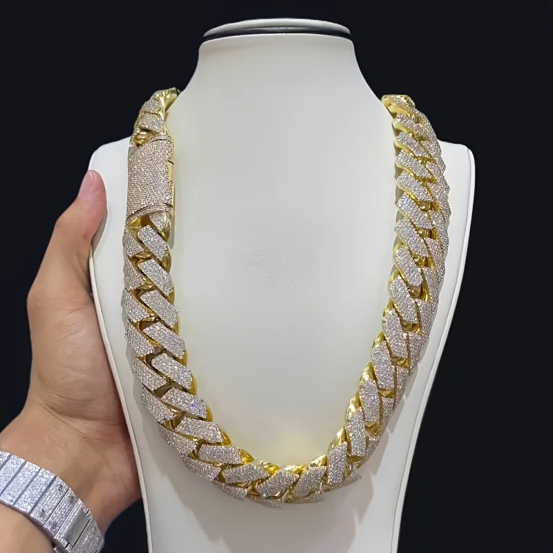 15mm Hip Hop Cubic Zircon CZ Iced Out Bubbles Cuban Link Chain Necklace For Men's Jewelry Birthday Gift