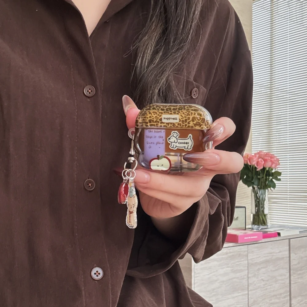 

Leopard print stitching Apple puppy earphone protective case, suitable for AirPods 4/3/2 Pro/2/3, new shockproof protective case