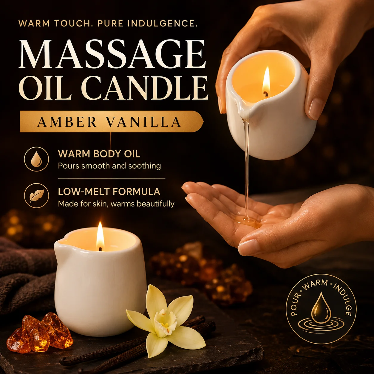 เทียนนวดเซรามิก กลิ่นอำพันวานิ - Massage Candle Melting บทวิจารณ์และราคา