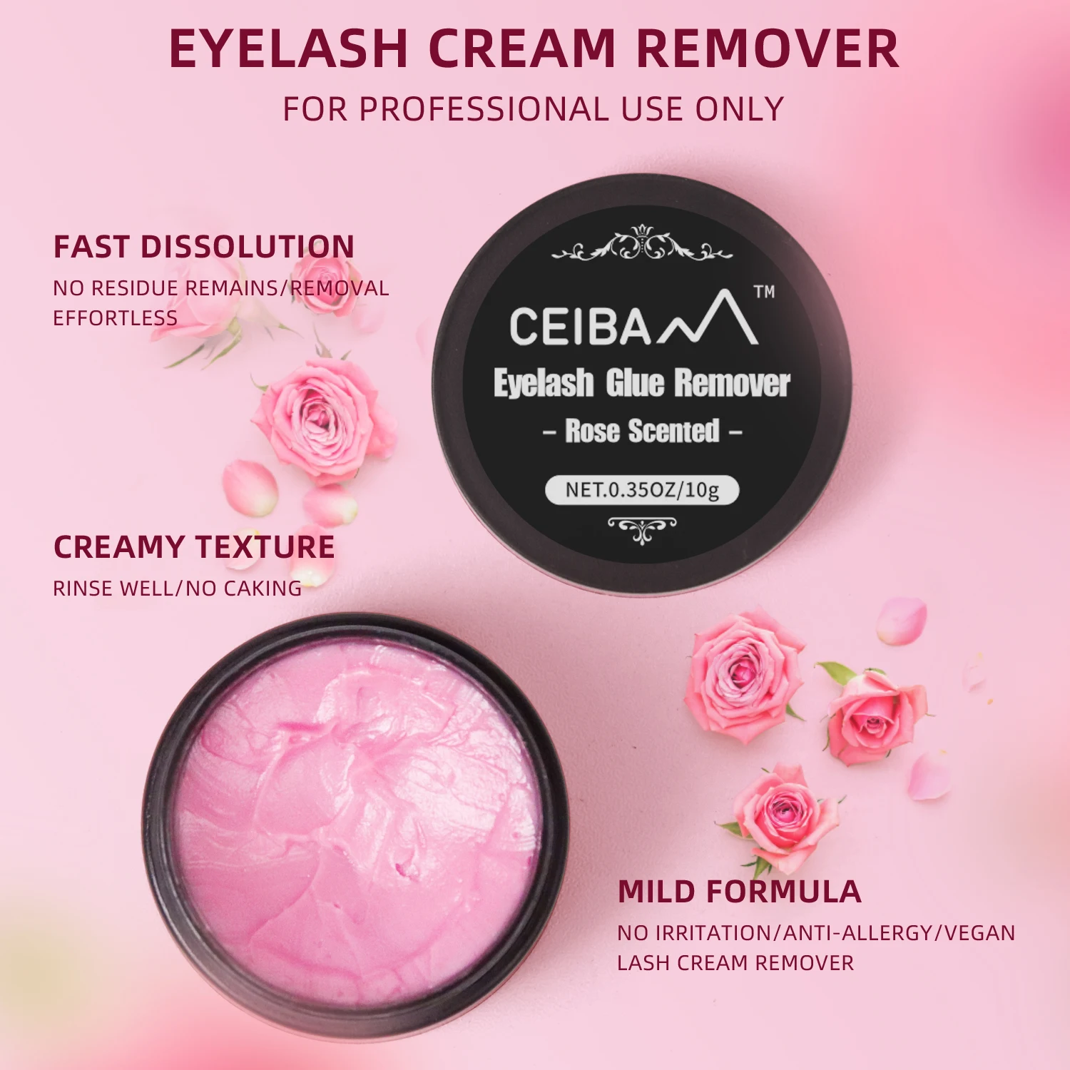 CEIBAM Thick Creamy Fruit Fragrance Eyelash Glue Cleaning Cream Lash Extension Adhesive Removal No Odor Zero Stimulation 10g