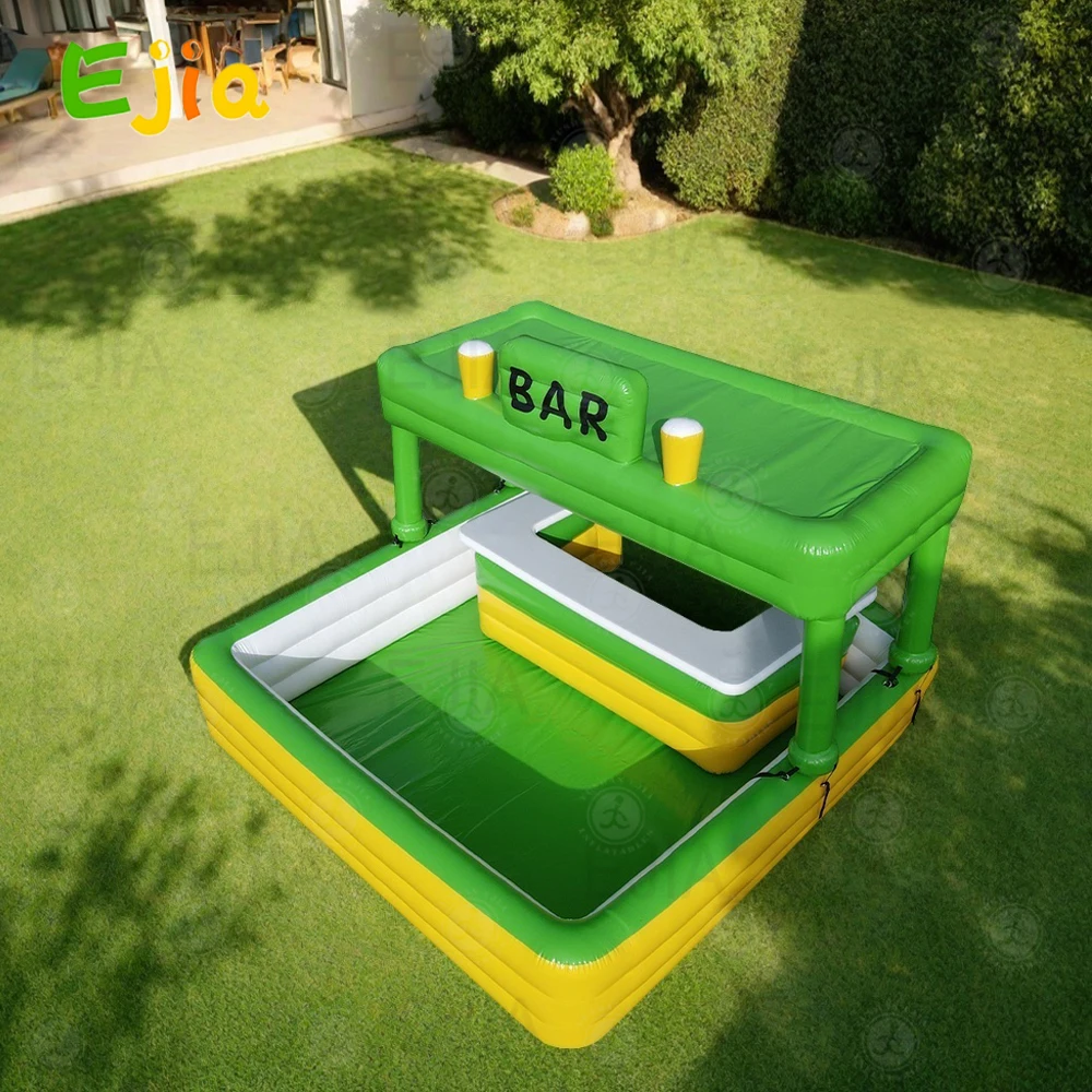 Commerical 15ft Backyard Floating Inflatable Night Bar Water Pool Bar Swimming Pool Pub Party Game Water Bar  For  Party Event