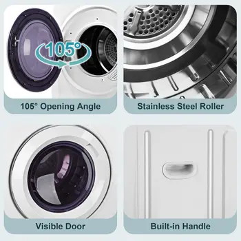 SIMZLIFE コンパクトランドリー乾燥機 3.5立方フィート 衣類乾燥機 排気管付き 1500W ポータブル乾燥機 アパート 家庭用 寮用 ホワイト 10 best sales 床乾燥機 - №9