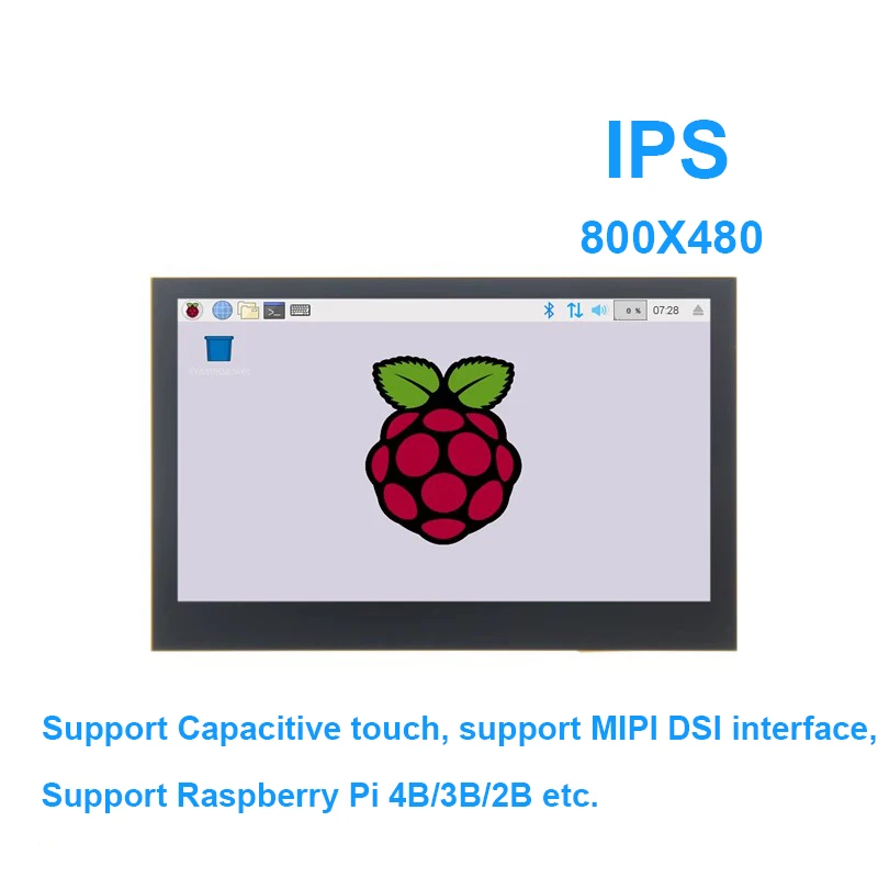 Monitor de pantalla táctil capacitiva para Raspberry Pi, 4,3 pulgadas, 800x480, MIPI DSI, IPS, TFT, compatible con Raspberry Pi, Raspbian, Ubuntu, Kali, Win10