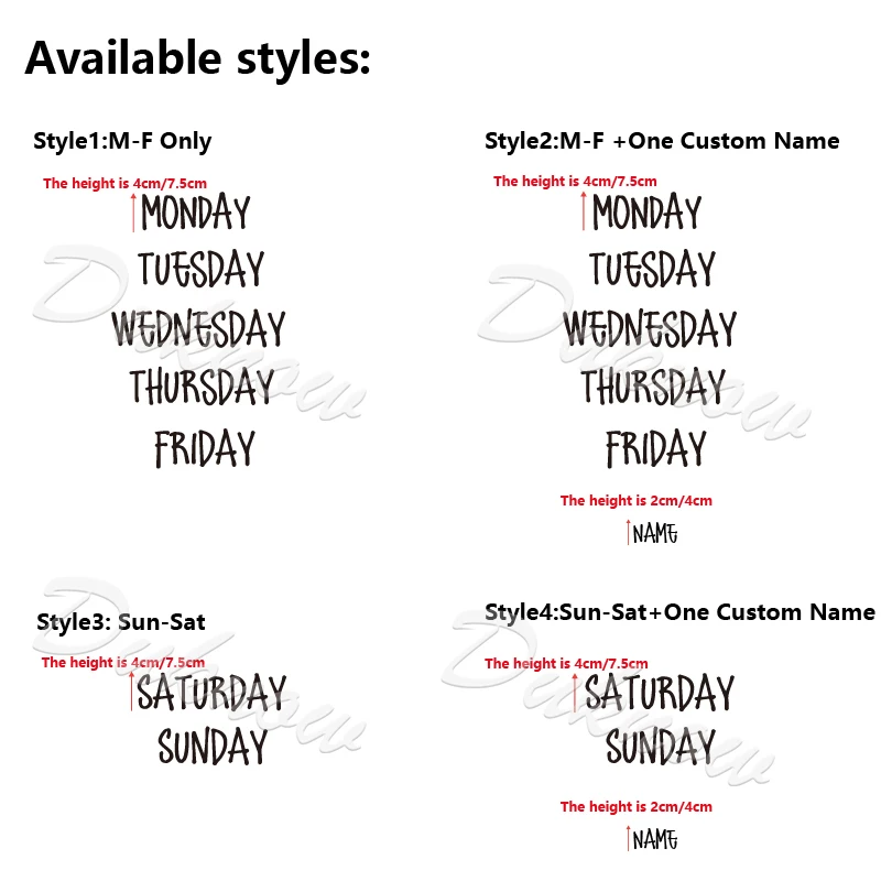 Days Of the Week Labels Decals Personalized Organization Drawer Label Vinyl Sticker Classroom Sub-folder Organizing Decal Decor