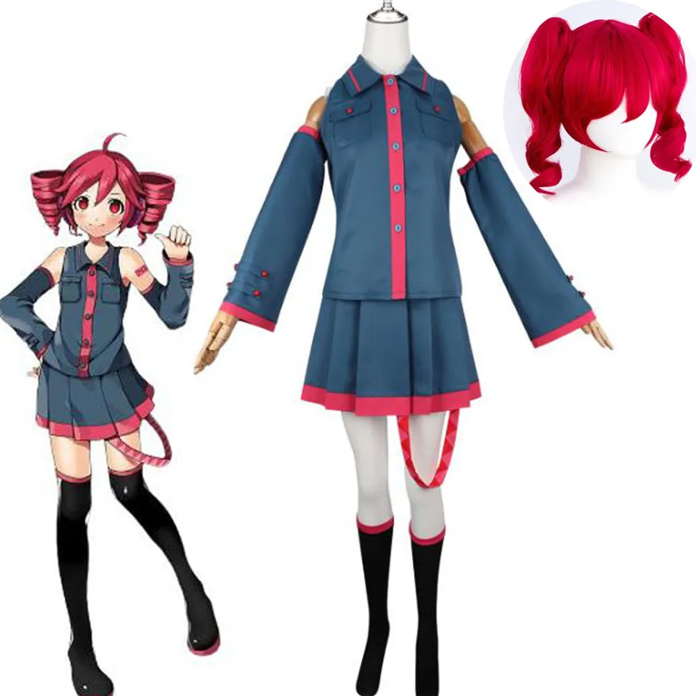Kasane Teto-Peluca de disfraz azul para mujer, traje de actuación de Anime Mikuu UTAU Vtuber, fiesta de Carnaval y Halloween