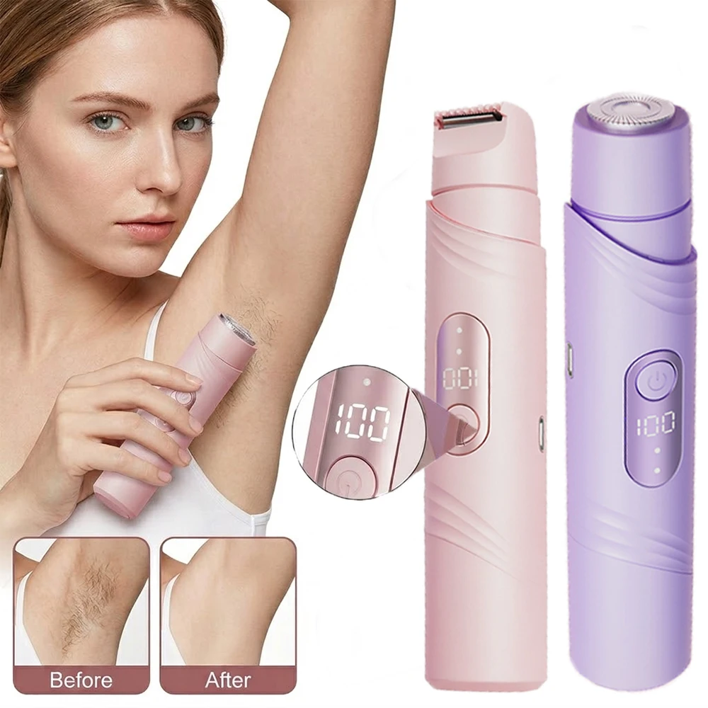 

Electric Shaver for Women Dual Head Bikini Trimmer Portable Rachargable Epilator Female Painless Body Underarm Electric Razor