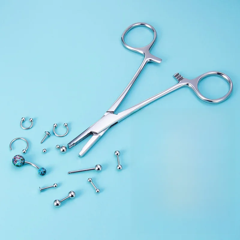 1PC Sterylne narzędzie do trzymania kotwicy skórnej ze stali chirurgicznej Szczypce Pęseta Zacisk Profesjonalny sprzęt do przekłuwania ciała Disc Forcep 3-5mm — 2