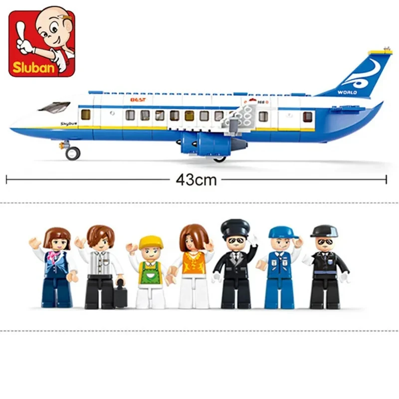 Sluban Creative City Airbus Cargo Aircraft Plane Building Blocks Air Ambulance Airplane Model Bricks Educational Toys Kids Gifts