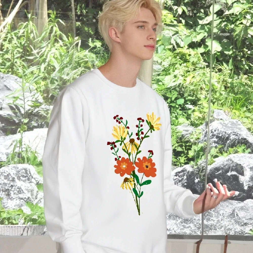 

Толстовки с капюшоном Стильная повседневная свободная одежда с цветочным рисунком Уличная мода Художественный свитер Унисекс Зимний стиль