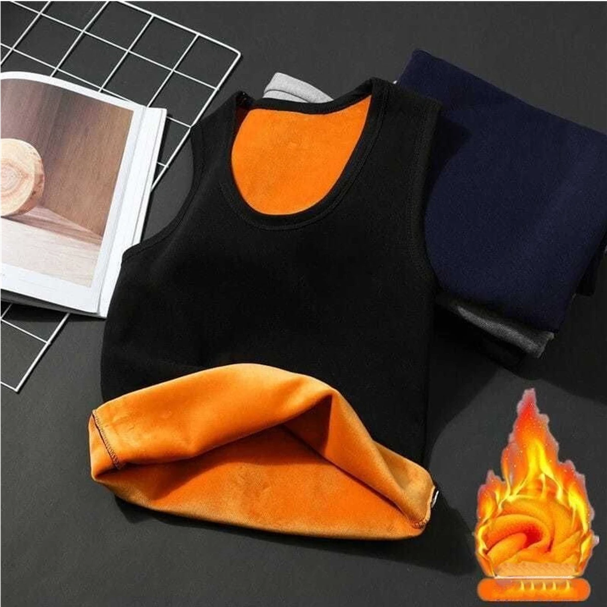 Men Thermal Underwear Man Sleeveless Vest Autumn WinterThermo Lingerie Men's Warm Top Thickening Thermo Vest Undershirt