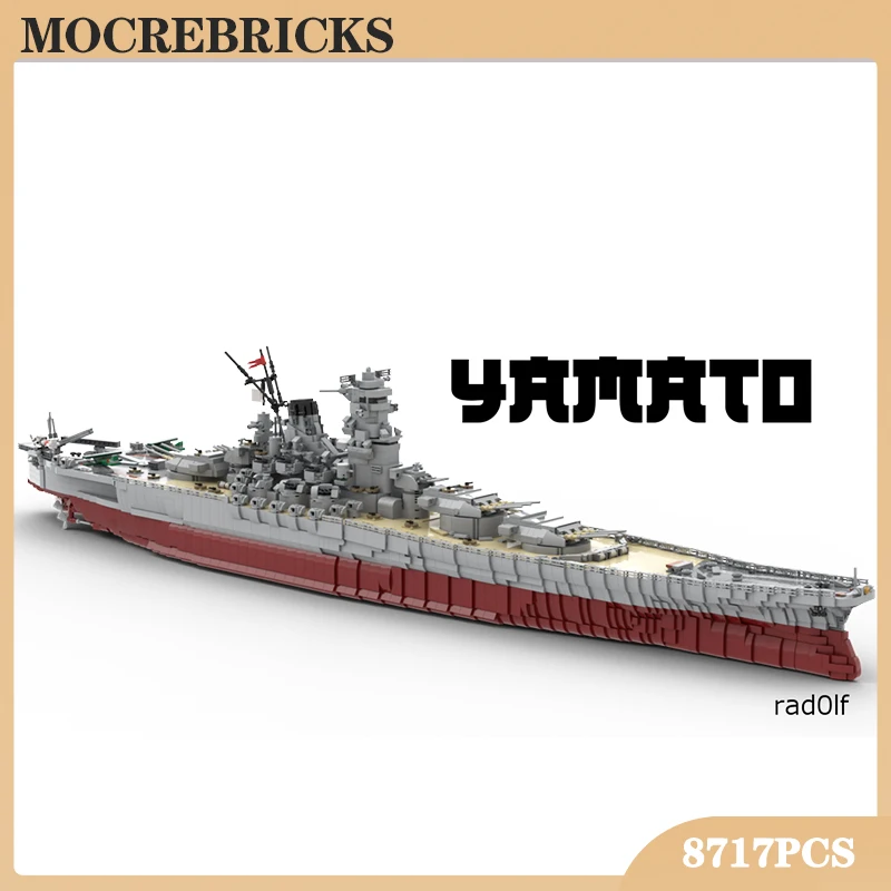 

MOC WW II Military Weapons Naval Warship Battleship Yamato Building Blocks Assembly Model Collection Bricks Toys Boys Gift