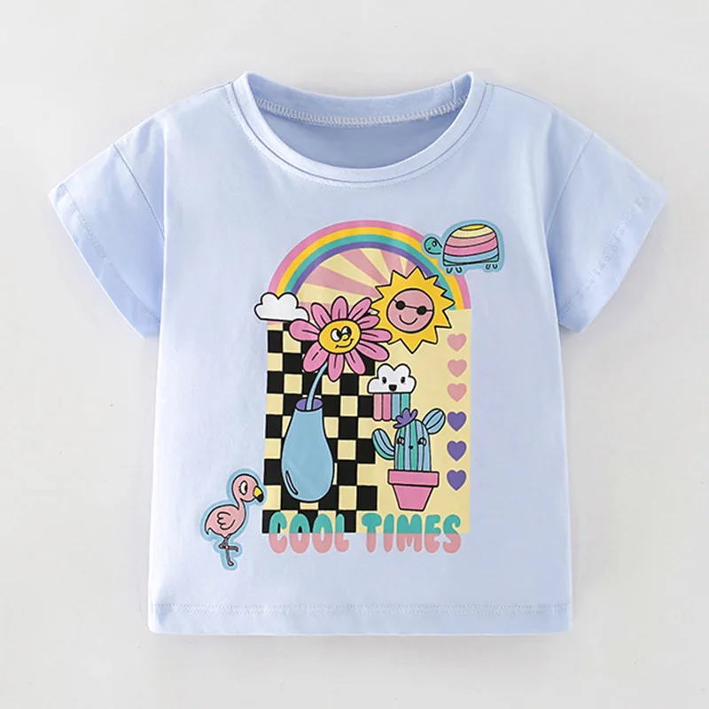 

Brand Quality 100% Combed Cotton t-shirts 2024 Summer Short-sleeve Baby Girl Clothes Children Bebe Kids Girls Casual Cartoon Tee