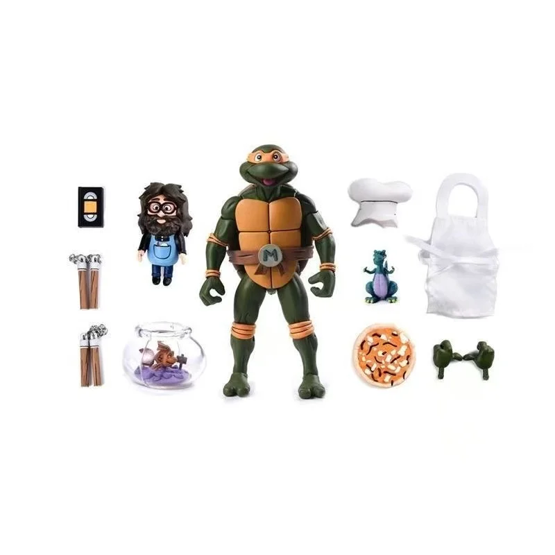 New NECA Cartoon Leonardo Michaelangelo Donatello Raphael Turtles Figures Pizza Club Turtles Anime Action Figure Model  Toys