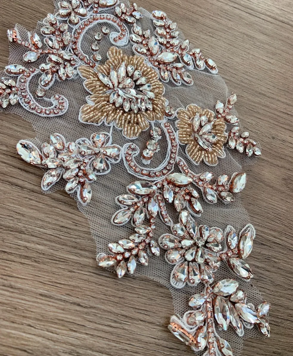

Аппликация из стразов цвета розового золота для декоративной отделки, нашивка из стразов для танцевальных костюмов, аксессуары для одежды