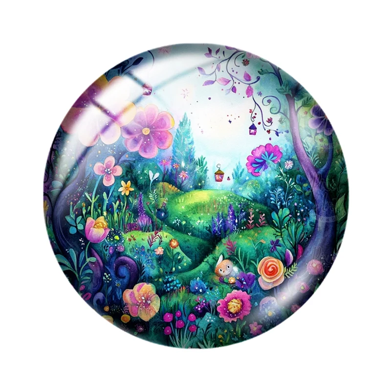 Enchanted Garden Realms 10pcs 12mm/18mm/20mm/25mm Round photo glass cabochon flat back Making findings for bracelets