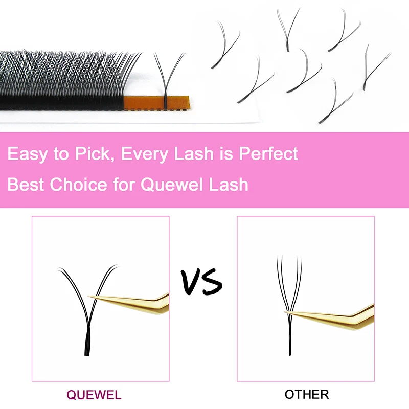 Quewel YY Shaped 2D Lashes Extension 0.05/0.07 Faux Mink B/C/D/CC/DD 8-15mm Natural Soft Eyelash Premade Volume Fan Y Lashes