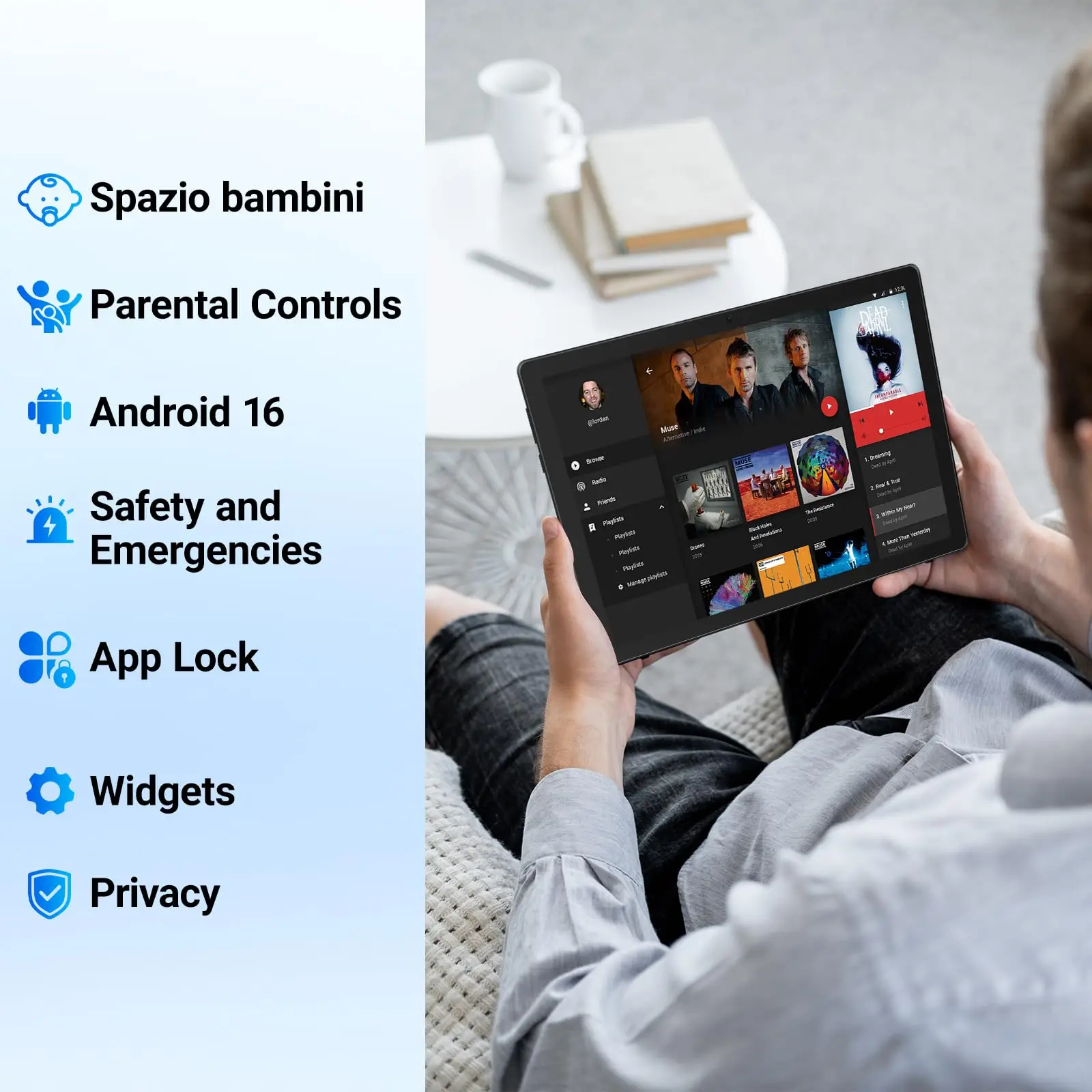 2026 New Model Tablet - 10-inch Android 16, 20GB + 64GB/1TB expandable storage, Face ID | OTG, IPS | 1280*800 | WiFi 6 | BT 5.3 | Tab PC, dual cameras 5MP + 8MP, 6000mAh, supports Widevine L1 (black) - view 7
