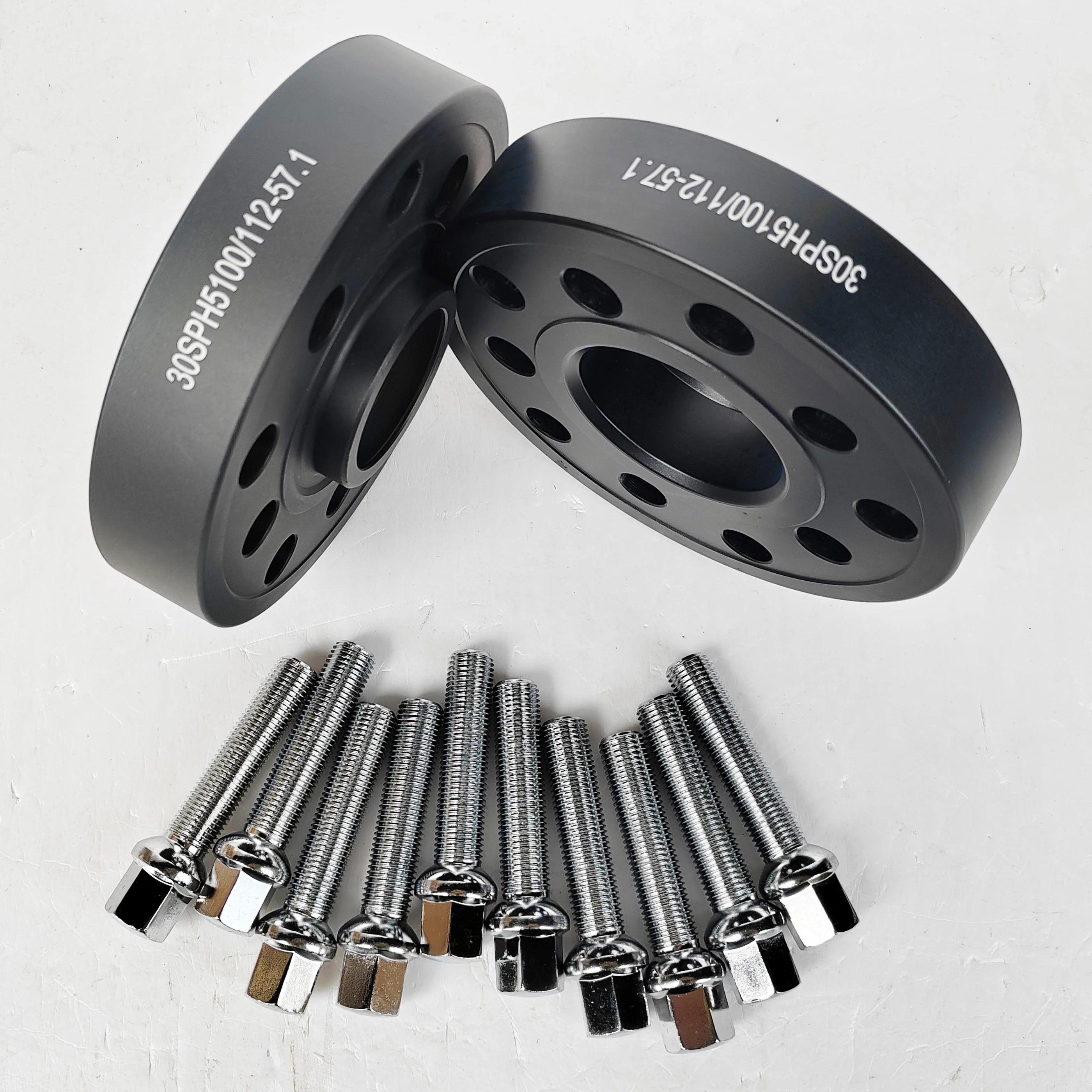 2PCS aluminum alloy Black 30mm Wheel Spacer 5x100 5x112 57.1 with ball shape bolts 14x1.5 For VW Golf/Bora/Polo/Jetta