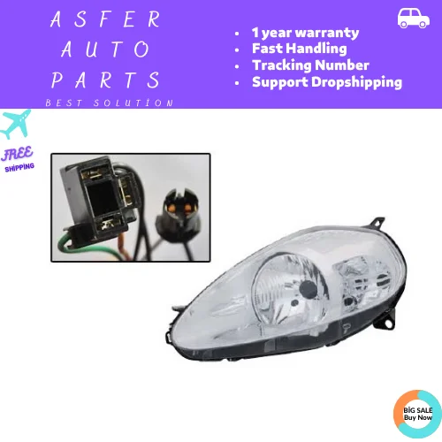 Headlight For Fiat Punto 2006-2009 Motorized Chrome Left and Right 51701594 51701593 Car Accessories Led Lights