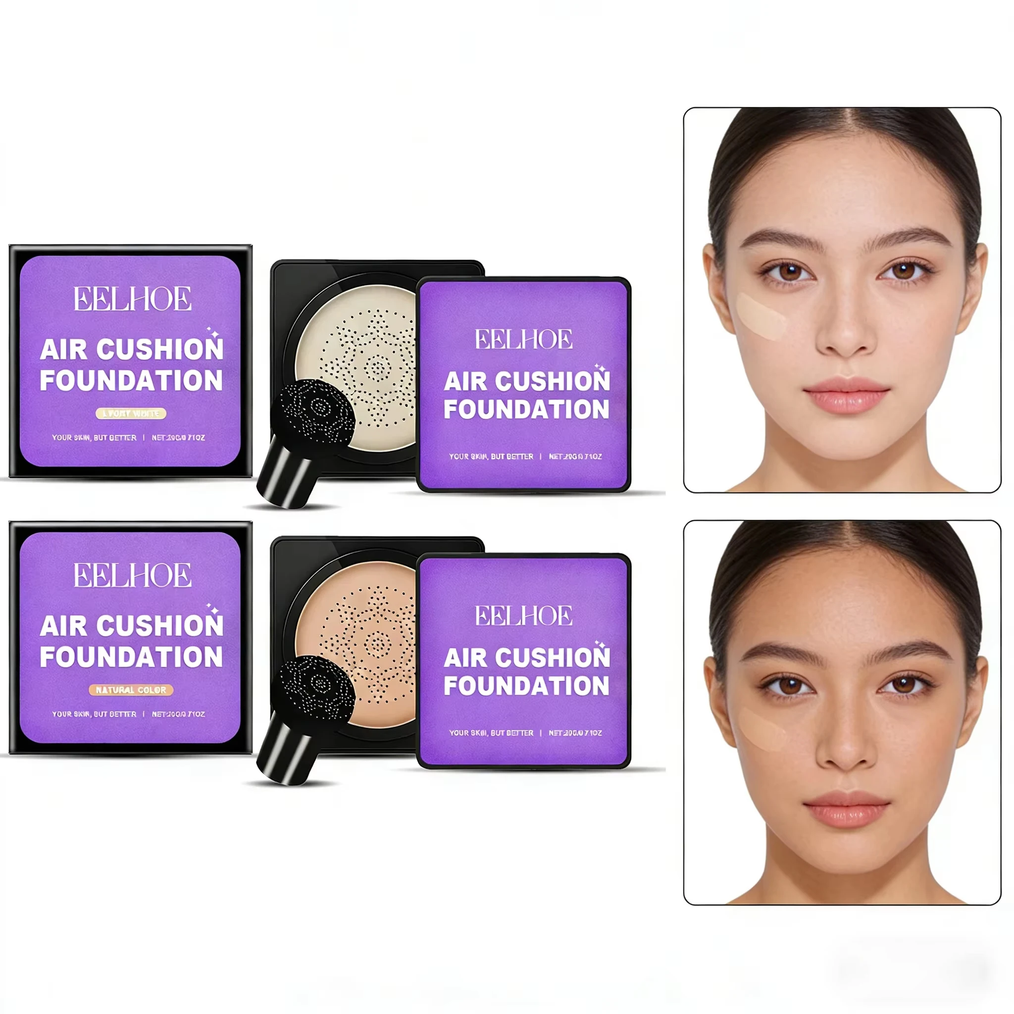 20g Mushroom Head Air Cushion Foundation Moisturizing Concealer Sun...