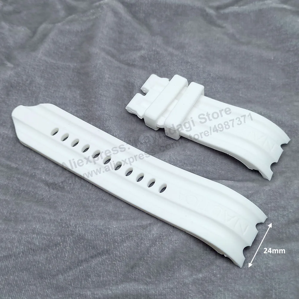 Fits/For Nautica BFD100 A15583G , N15567G , N15583G , A15567G  - 24mm White Rubber Silicone Replacement Watch Band Strap Belt