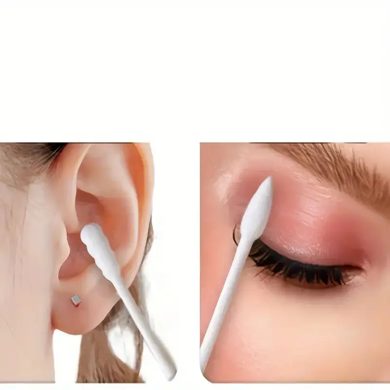 عصي مسحات قطنية مزدوجة الأطراف ، أطراف براعم قطنية ناعمة ولطيفة لتنظيف الأنف والأذنين الرقيق ، قطع #4