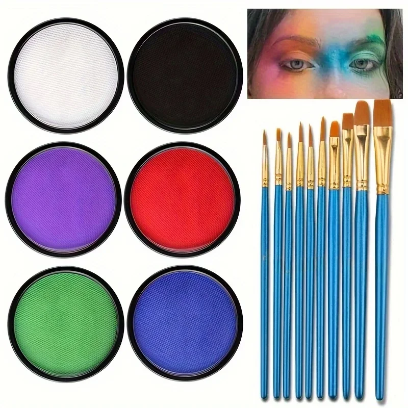 Peinture corporelle monochromatique à solubilité dans l'eau, 30G, maquillage noir et blanc pour le visage, fête d'halloween, imperméable, peinture corporelle