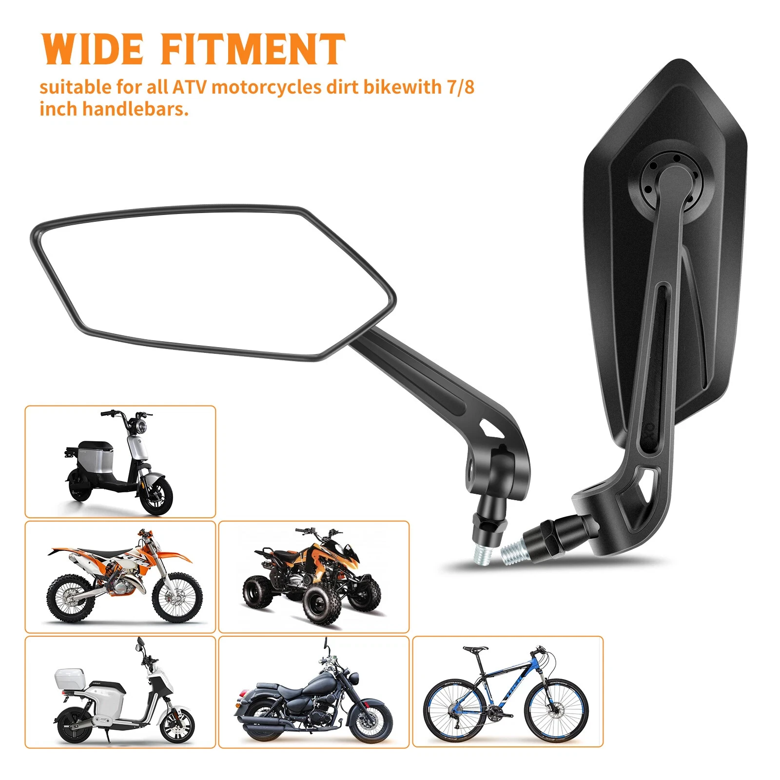 8/10mm Motorcycle RearView Mirror  Side Mirrors  For Honda Shadow VLX 600 Spirit 750 Yamaha Suzuki Motocross Cafe Racer Scooter view 3