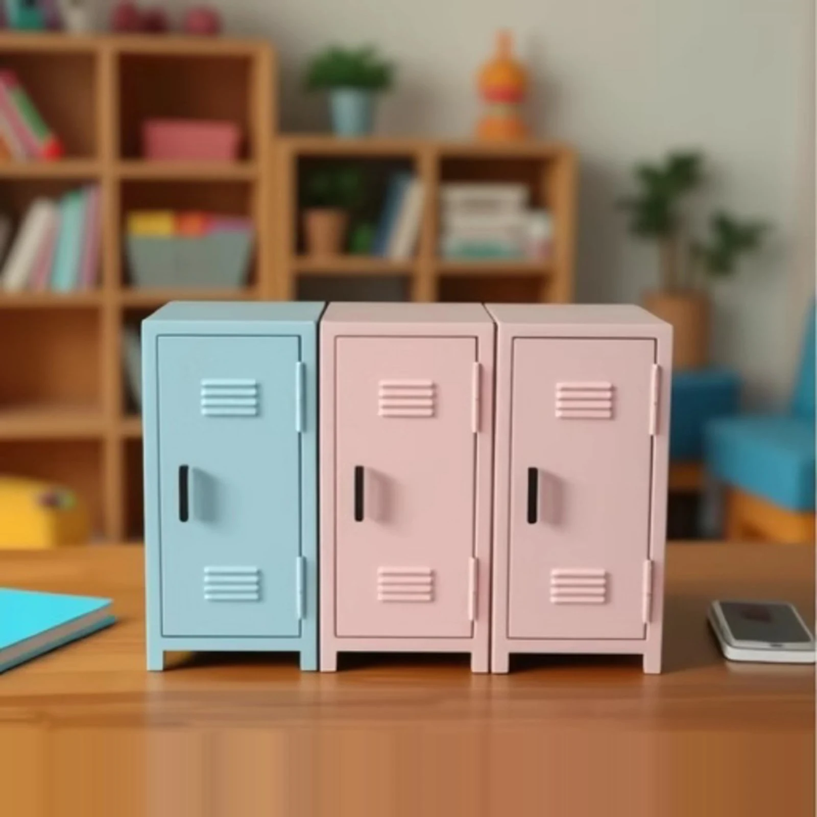 Mini Locker Multi Functional Cute Desktop Storage Organizer Miniature Box Desk Cabinet for Keys Stationery Jewelry Cards Bedroom