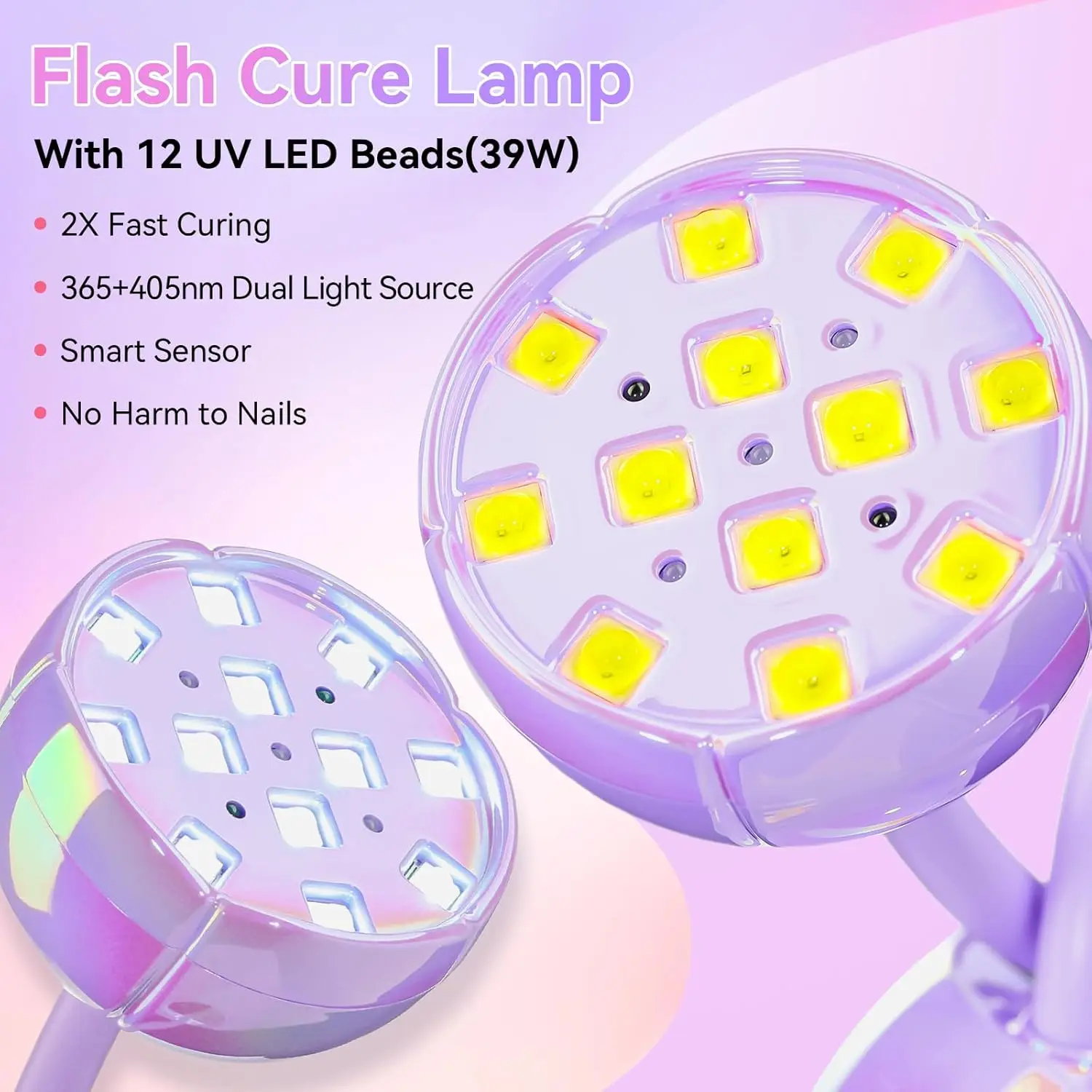 UV-LED-Nagellampe – Schwanenhals-UV-Licht für Gel-Nagellack, USB 39 W, kabellose Blitz-Heilungslampe mit 4-fachem und automatischem Sensortrockner