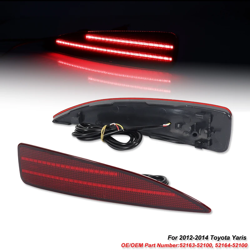 

2 шт. аксессуары для отражателя заднего бампера для Toyota Yaris красный хвост/тормозные задние противотуманные фары и динамический сигнал поворота светильник 2012-2014