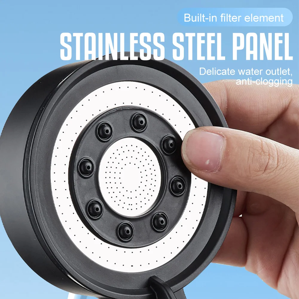 High Pressure Shower Head Set 5 Jet Modes Adjustable Shower Head with Filter Large Water Flow Spray Bathroom Accessories