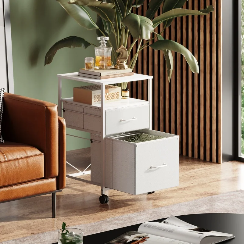 GALAXHERO 2 Drawer Fabric Filing Cabinet Mobile Vertical File Cabinet with Wheels Rolling Printer Stand Organizer Home Office