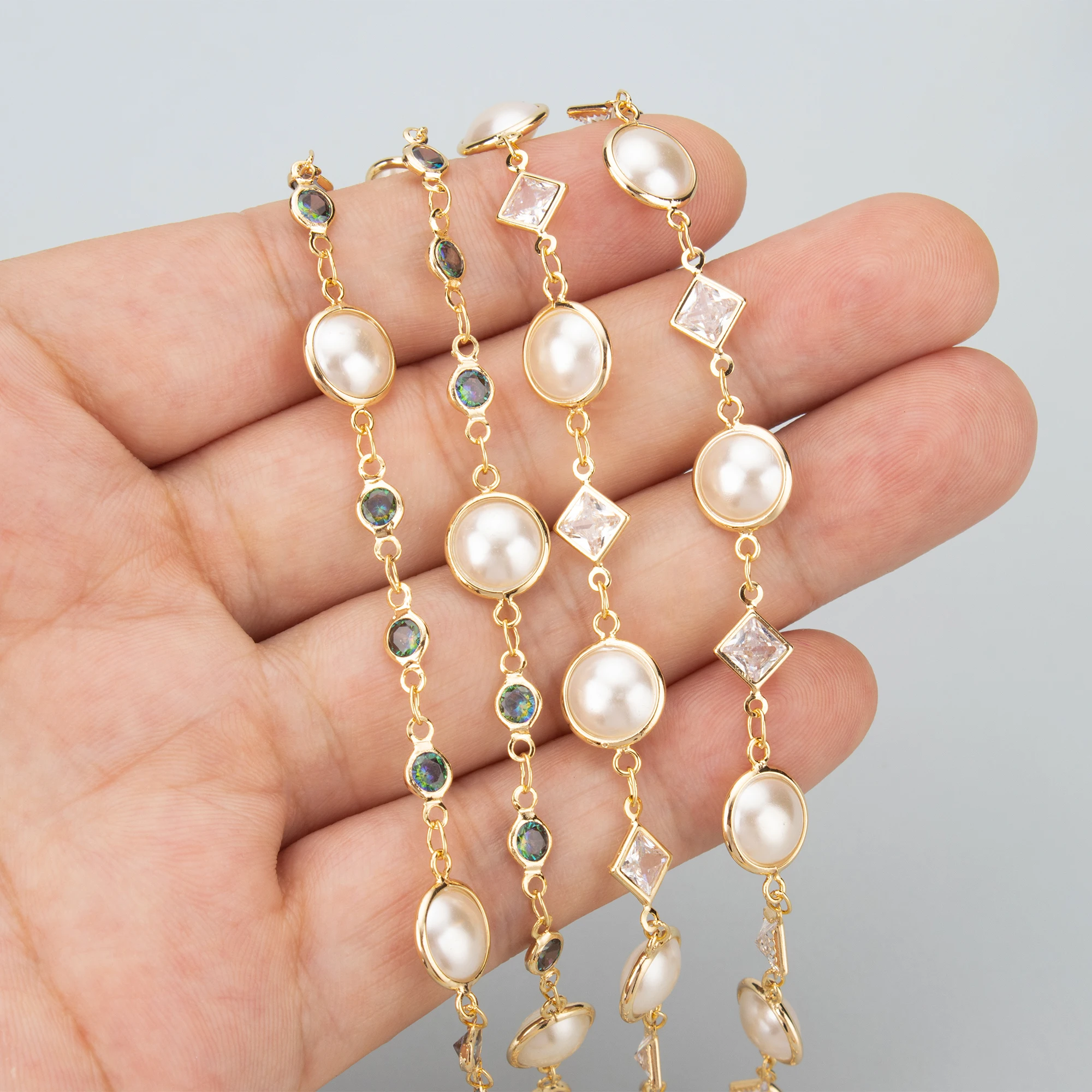 GUFEATHER C346,chain,18k gold plated,copper,nickel free,zircons,pearl,jewelry making,hand made,diy bracelet necklace,1m/lot