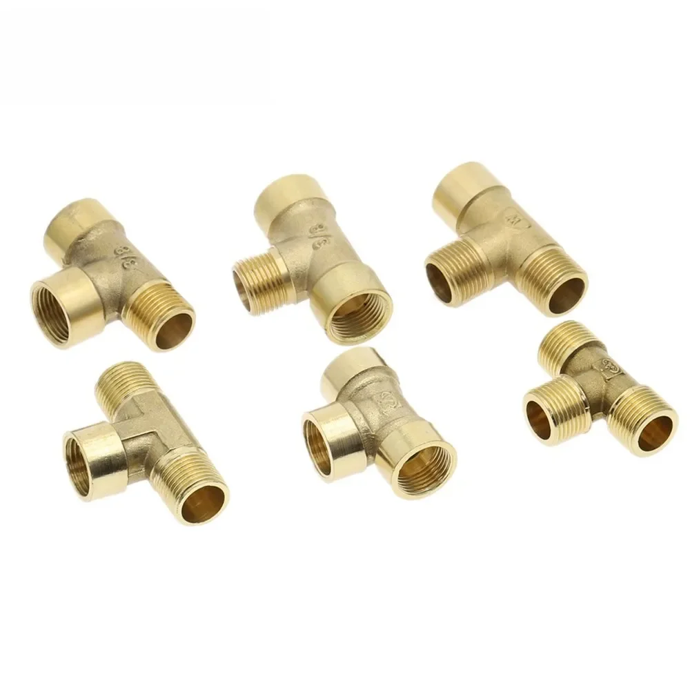 Pneumatyczne mosiężne złączki do rur, gwint zewnętrzny/wewnętrzny 1/8" 1/4" 3/8" 1/2" BSP, trójnik, miedziane złączki, adapter do wody, oleju i gazu. — zdjęcie 2