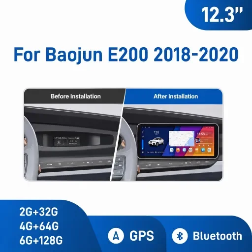 12.3 Inch IPS Capacitive Touch Android Car Stereo For Baojun E200 2018-2020 GPS Navi Radio Receiver Built-in Wireless CarPlay