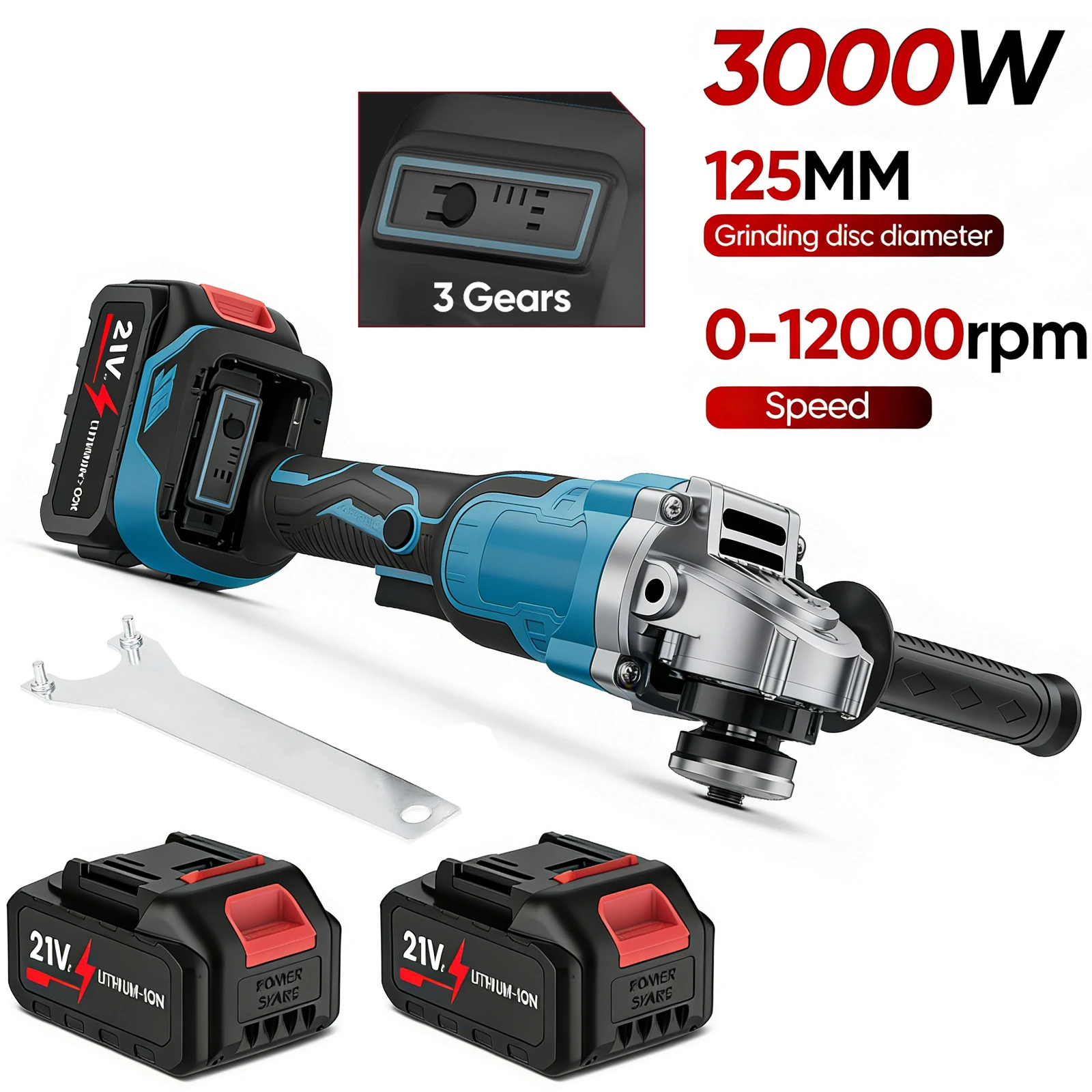 125MM Brushless Electric Angle Grinder Variable Speed for Makita 21v Battery Grinder Cutting Machine Woodworking Power Tool