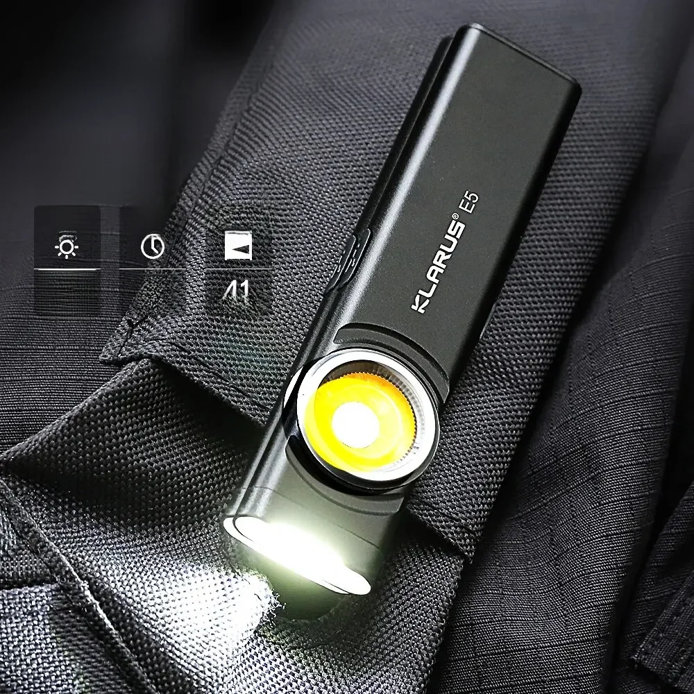 Klarus E5 COB lampes de poche torche magnétique double lumière 8 Modes d'éclairage USB C lampe de poche EDC Rechargeable stroboscopique pour utilisation d'urgence