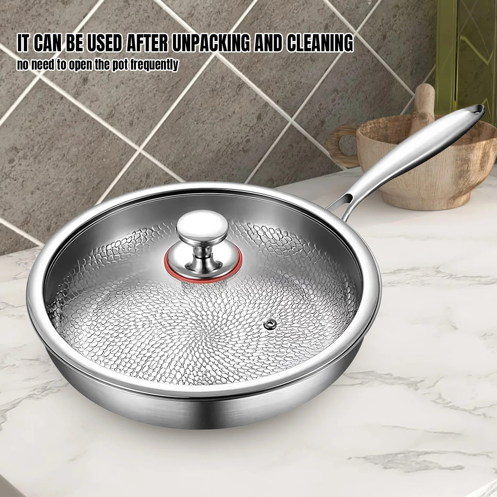 GECOFEER 30/26 سنتيمتر مقلاة غير مطلية نمط التيتانيوم النقي غير عصا عموم المنزلية ستيك مقلاة تجهيزات المطابخ المطبخ