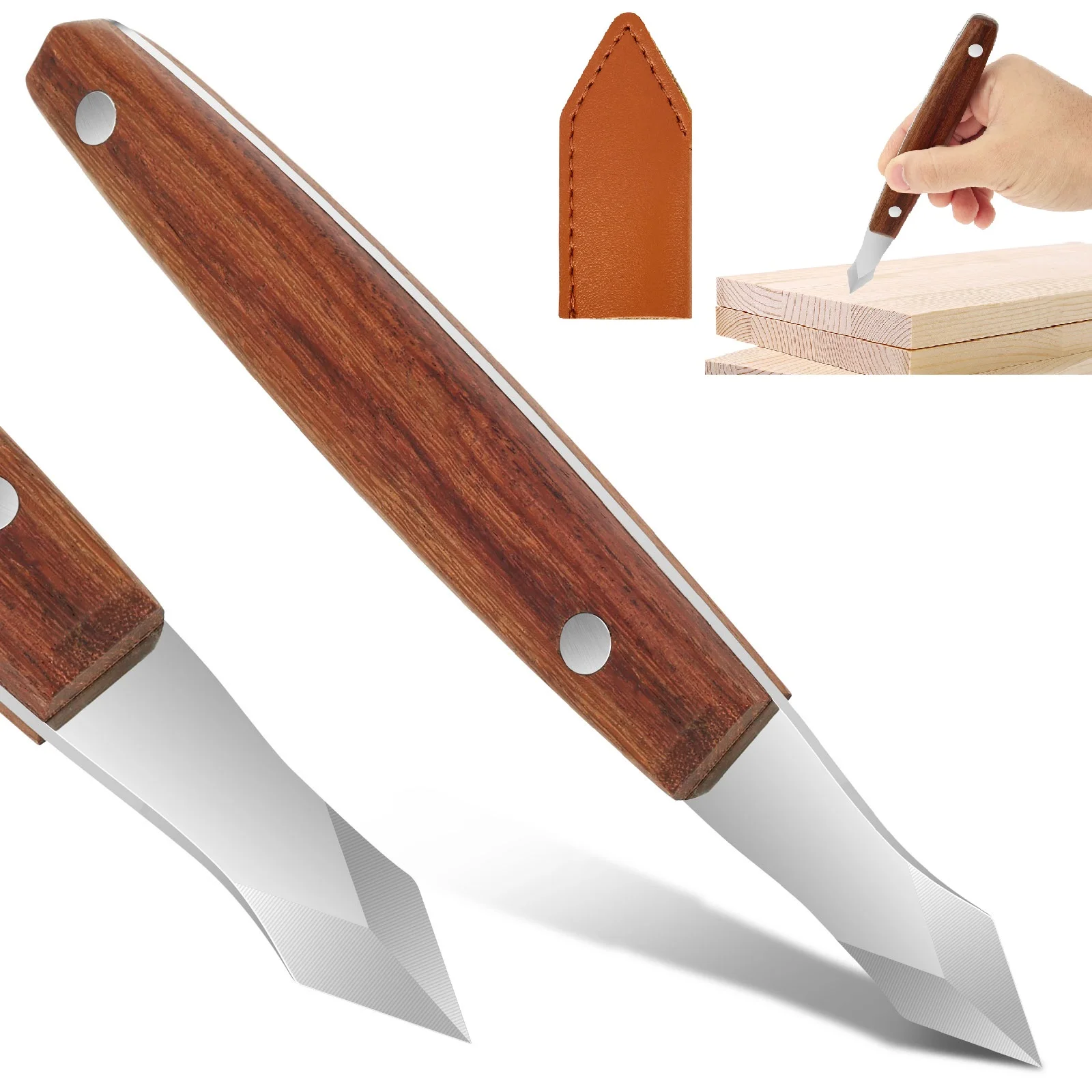 Holzbearbeitungs-Anreißmesser, doppelt abgeschrägtes Schnitzmesser mit PU-Abdeckung, Markierungsmesser-Werkzeug für Schreiner, Holzarbeiter, Bildhauer, Schnitzen