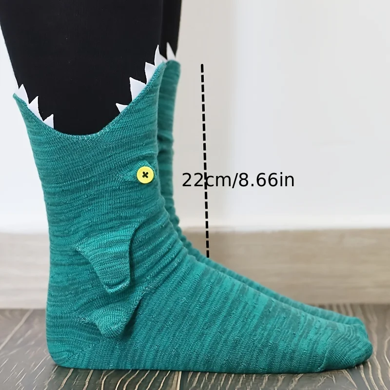 Christmas crocheted crocodile socks, knitted cuff socks neutral hand-knitted animal shape winter home heating floor socks