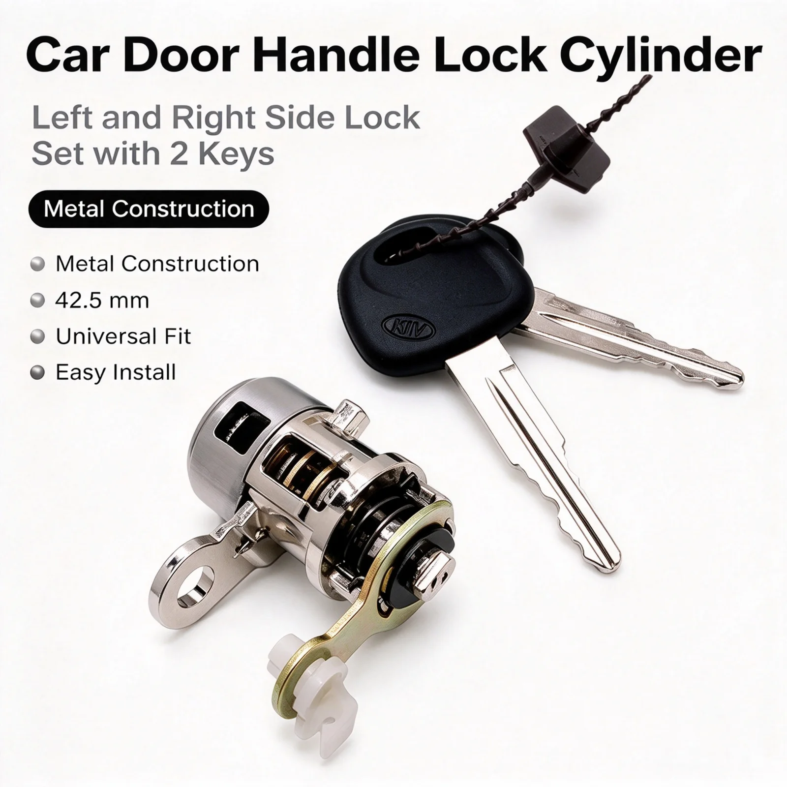 Right Left Universal Door Lock Cylinder with 2 Keys Cars  Replacement Part for Automobile Door Pull Lock Auto Repair Accessory