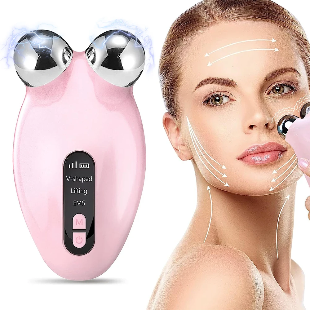 

EMS Microcurrent Face Massager High Frequency Vibration Body Slimming Roller Skin Lifting Double Chin Edema Wrinkles Remover