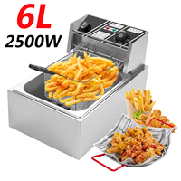 2500W 6L Stainless Steel Deep Fryer Stove Single engine steelless Chicken Chicken French Fries Frying Machine any time