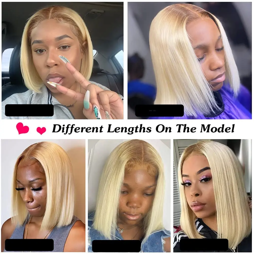 Ombre Human Hair Wig 4/613 Blonde Short Bob Wig Transparent Lace Front Human Hair Wigs 13X4 Straight Lace Frontal Wig Short Bob